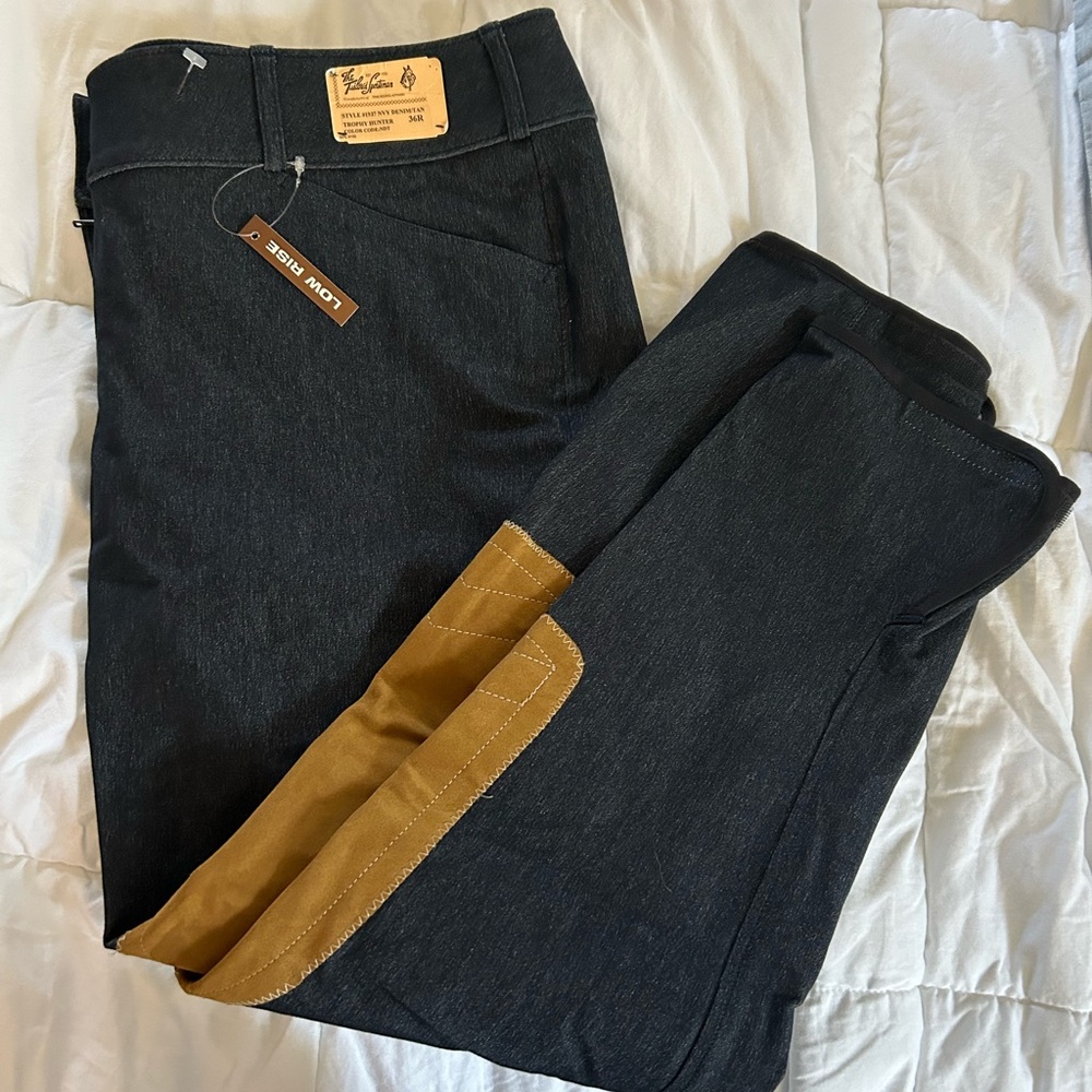 The Tailored Sportsman Dark Blue and Tan Women Trophy Hunter Breeches